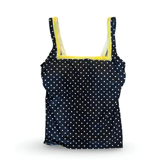 Beach House Women's Built in Padded Bra Tankini Top Blue Polka Dot Size 10 - Picture 1 of 5
